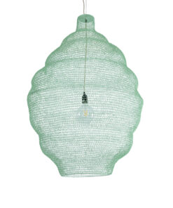 GloboStar® KENTUCKY 01903 Vintage Κρεμαστό Φωτιστικό Οροφής Μονόφωτο 1 x E27 AC220-240V IP20 – Φ80 x Υ110cm – Τιρκουάζ Μεταλλικό Πλέγμα