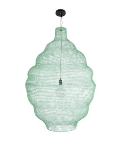 GloboStar® KENTUCKY 01903 Vintage Κρεμαστό Φωτιστικό Οροφής Μονόφωτο 1 x E27 AC220-240V IP20 – Φ80 x Υ110cm – Τιρκουάζ Μεταλλικό Πλέγμα