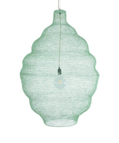 GloboStar® KENTUCKY 01903 Vintage Κρεμαστό Φωτιστικό Οροφής Μονόφωτο 1 x E27 AC220-240V IP20 – Φ80 x Υ110cm – Τιρκουάζ Μεταλλικό Πλέγμα