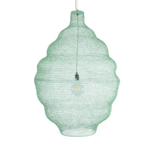 GloboStar® KENTUCKY 01903 Vintage Κρεμαστό Φωτιστικό Οροφής Μονόφωτο 1 x E27 AC220-240V IP20 – Φ80 x Υ110cm – Τιρκουάζ Μεταλλικό Πλέγμα