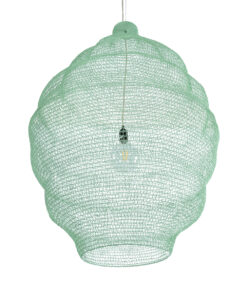 GloboStar® KENTUCKY 01903 Vintage Κρεμαστό Φωτιστικό Οροφής Μονόφωτο 1 x E27 AC220-240V IP20 – Φ80 x Υ110cm – Τιρκουάζ Μεταλλικό Πλέγμα