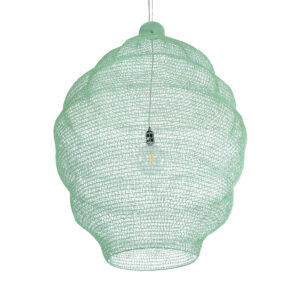 GloboStar® KENTUCKY 01903 Vintage Κρεμαστό Φωτιστικό Οροφής Μονόφωτο 1 x E27 AC220-240V IP20 – Φ80 x Υ110cm – Τιρκουάζ Μεταλλικό Πλέγμα