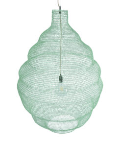 GloboStar® KENTUCKY 01903 Vintage Κρεμαστό Φωτιστικό Οροφής Μονόφωτο 1 x E27 AC220-240V IP20 – Φ80 x Υ110cm – Τιρκουάζ Μεταλλικό Πλέγμα