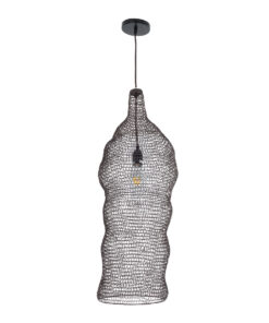 GloboStar® KENTUCKY 01905 Vintage Κρεμαστό Φωτιστικό Οροφής Μονόφωτο 1 x E27 AC220-240V IP20 – Φ30 x Υ80cm – Σκούρο Καφέ Μεταλλικό Πλέγμα