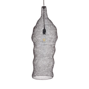 GloboStar® KENTUCKY 01905 Vintage Κρεμαστό Φωτιστικό Οροφής Μονόφωτο 1 x E27 AC220-240V IP20 – Φ30 x Υ80cm – Σκούρο Καφέ Μεταλλικό Πλέγμα