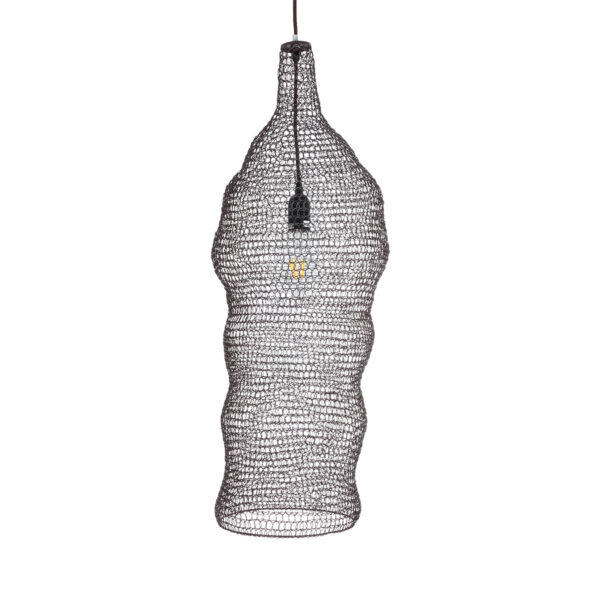 GloboStar® KENTUCKY 01905 Vintage Κρεμαστό Φωτιστικό Οροφής Μονόφωτο 1 x E27 AC220-240V IP20 – Φ30 x Υ80cm – Σκούρο Καφέ Μεταλλικό Πλέγμα