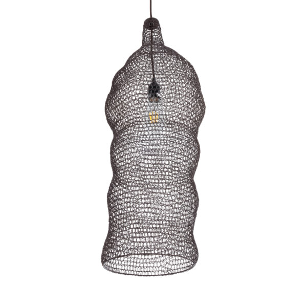 GloboStar® KENTUCKY 01905 Vintage Κρεμαστό Φωτιστικό Οροφής Μονόφωτο 1 x E27 AC220-240V IP20 – Φ30 x Υ80cm – Σκούρο Καφέ Μεταλλικό Πλέγμα