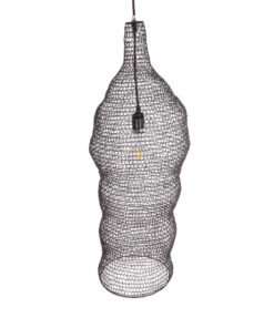 GloboStar® KENTUCKY 01905 Vintage Κρεμαστό Φωτιστικό Οροφής Μονόφωτο 1 x E27 AC220-240V IP20 – Φ30 x Υ80cm – Σκούρο Καφέ Μεταλλικό Πλέγμα