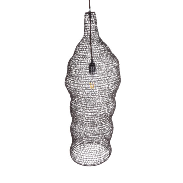 GloboStar® KENTUCKY 01905 Vintage Κρεμαστό Φωτιστικό Οροφής Μονόφωτο 1 x E27 AC220-240V IP20 – Φ30 x Υ80cm – Σκούρο Καφέ Μεταλλικό Πλέγμα