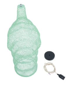 GloboStar® KENTUCKY 01906 Vintage Κρεμαστό Φωτιστικό Οροφής Μονόφωτο 1 x E27 AC220-240V IP20 – Φ30 x Υ80cm – Τιρκουάζ Μεταλλικό Πλέγμα