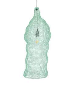 GloboStar® KENTUCKY 01906 Vintage Κρεμαστό Φωτιστικό Οροφής Μονόφωτο 1 x E27 AC220-240V IP20 – Φ30 x Υ80cm – Τιρκουάζ Μεταλλικό Πλέγμα