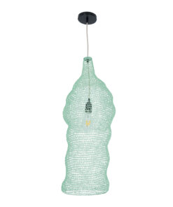 GloboStar® KENTUCKY 01906 Vintage Κρεμαστό Φωτιστικό Οροφής Μονόφωτο 1 x E27 AC220-240V IP20 – Φ30 x Υ80cm – Τιρκουάζ Μεταλλικό Πλέγμα