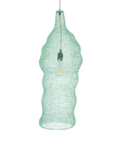 GloboStar® KENTUCKY 01906 Vintage Κρεμαστό Φωτιστικό Οροφής Μονόφωτο 1 x E27 AC220-240V IP20 – Φ30 x Υ80cm – Τιρκουάζ Μεταλλικό Πλέγμα