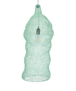 GloboStar® KENTUCKY 01906 Vintage Κρεμαστό Φωτιστικό Οροφής Μονόφωτο 1 x E27 AC220-240V IP20 – Φ30 x Υ80cm – Τιρκουάζ Μεταλλικό Πλέγμα