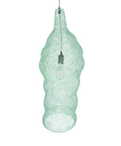 GloboStar® KENTUCKY 01906 Vintage Κρεμαστό Φωτιστικό Οροφής Μονόφωτο 1 x E27 AC220-240V IP20 – Φ30 x Υ80cm – Τιρκουάζ Μεταλλικό Πλέγμα