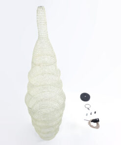 GloboStar® KENTUCKY 01907 Vintage Κρεμαστό Φωτιστικό Οροφής Μονόφωτο 1 x E27 AC220-240V IP20 – Φ30 x Υ105cm – Μπεζ Εκρού Μεταλλικό Πλέγμα