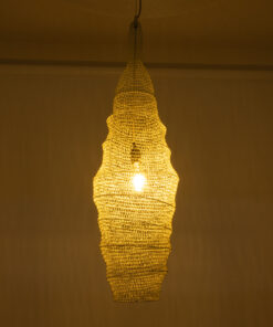 GloboStar® KENTUCKY 01907 Vintage Κρεμαστό Φωτιστικό Οροφής Μονόφωτο 1 x E27 AC220-240V IP20 – Φ30 x Υ105cm – Μπεζ Εκρού Μεταλλικό Πλέγμα