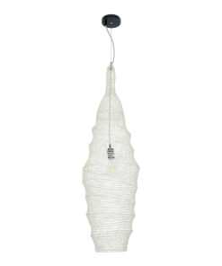 GloboStar® KENTUCKY 01907 Vintage Κρεμαστό Φωτιστικό Οροφής Μονόφωτο 1 x E27 AC220-240V IP20 – Φ30 x Υ105cm – Μπεζ Εκρού Μεταλλικό Πλέγμα