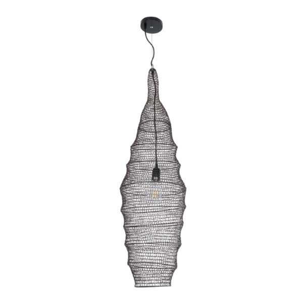 GloboStar® KENTUCKY 01908 Vintage Κρεμαστό Φωτιστικό Οροφής Μονόφωτο 1 x E27 AC220-240V IP20 – Φ30 x Υ105cm – Σκούρο Καφέ Μεταλλικό Πλέγμα