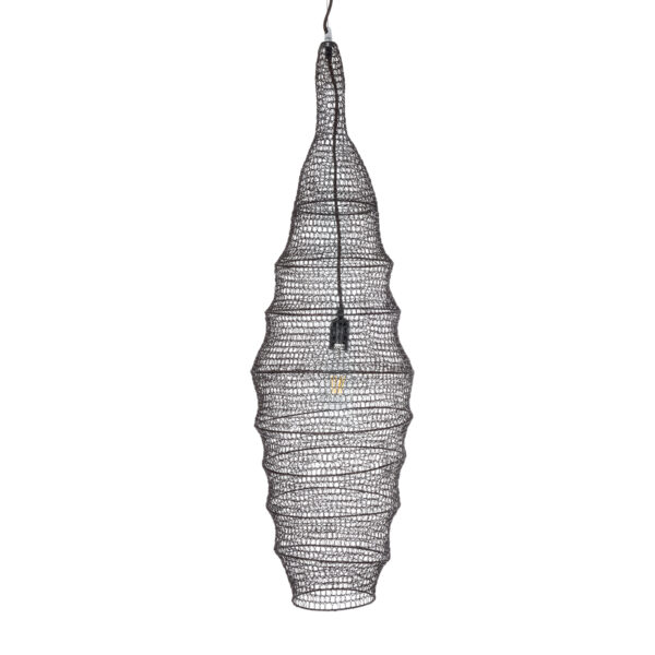 GloboStar® KENTUCKY 01908 Vintage Κρεμαστό Φωτιστικό Οροφής Μονόφωτο 1 x E27 AC220-240V IP20 – Φ30 x Υ105cm – Σκούρο Καφέ Μεταλλικό Πλέγμα