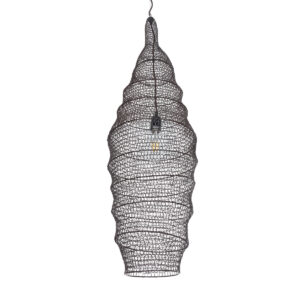 GloboStar® KENTUCKY 01908 Vintage Κρεμαστό Φωτιστικό Οροφής Μονόφωτο 1 x E27 AC220-240V IP20 – Φ30 x Υ105cm – Σκούρο Καφέ Μεταλλικό Πλέγμα
