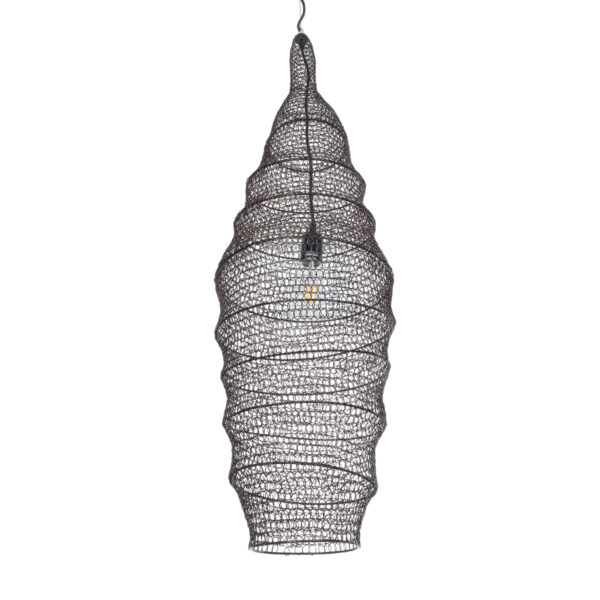 GloboStar® KENTUCKY 01908 Vintage Κρεμαστό Φωτιστικό Οροφής Μονόφωτο 1 x E27 AC220-240V IP20 – Φ30 x Υ105cm – Σκούρο Καφέ Μεταλλικό Πλέγμα