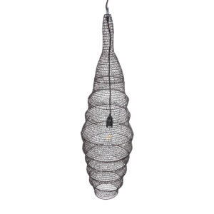 GloboStar® KENTUCKY 01908 Vintage Κρεμαστό Φωτιστικό Οροφής Μονόφωτο 1 x E27 AC220-240V IP20 – Φ30 x Υ105cm – Σκούρο Καφέ Μεταλλικό Πλέγμα