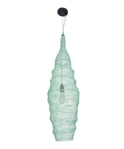 GloboStar® KENTUCKY 01909 Vintage Κρεμαστό Φωτιστικό Οροφής Μονόφωτο 1 x E27 AC220-240V IP20 – Φ30 x Υ105cm – Τιρκουάζ Μεταλλικό Πλέγμα