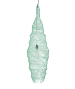 GloboStar® KENTUCKY 01909 Vintage Κρεμαστό Φωτιστικό Οροφής Μονόφωτο 1 x E27 AC220-240V IP20 – Φ30 x Υ105cm – Τιρκουάζ Μεταλλικό Πλέγμα