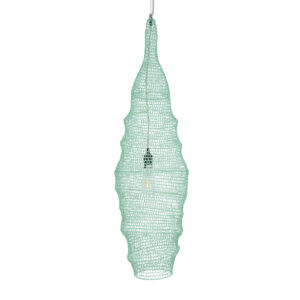 GloboStar® KENTUCKY 01909 Vintage Κρεμαστό Φωτιστικό Οροφής Μονόφωτο 1 x E27 AC220-240V IP20 – Φ30 x Υ105cm – Τιρκουάζ Μεταλλικό Πλέγμα