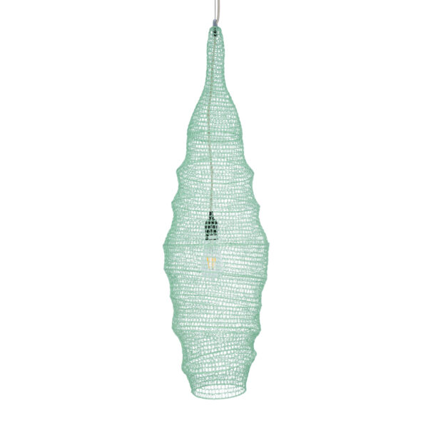 GloboStar® KENTUCKY 01909 Vintage Κρεμαστό Φωτιστικό Οροφής Μονόφωτο 1 x E27 AC220-240V IP20 – Φ30 x Υ105cm – Τιρκουάζ Μεταλλικό Πλέγμα