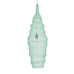 GloboStar® KENTUCKY 01909 Vintage Κρεμαστό Φωτιστικό Οροφής Μονόφωτο 1 x E27 AC220-240V IP20 – Φ30 x Υ105cm – Τιρκουάζ Μεταλλικό Πλέγμα