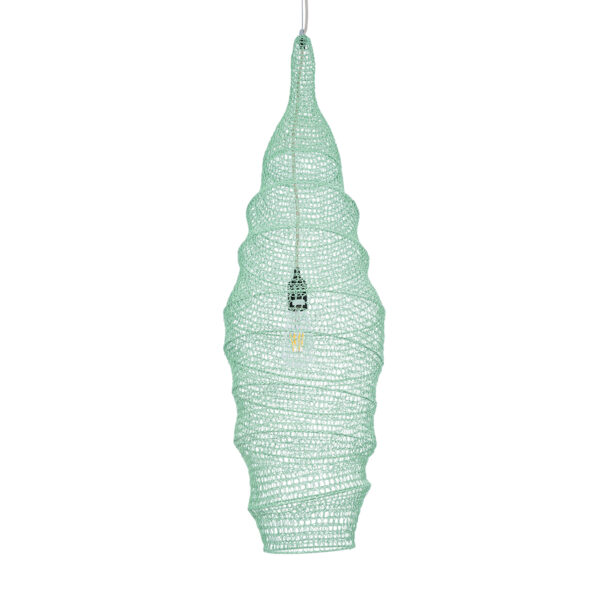 GloboStar® KENTUCKY 01909 Vintage Κρεμαστό Φωτιστικό Οροφής Μονόφωτο 1 x E27 AC220-240V IP20 – Φ30 x Υ105cm – Τιρκουάζ Μεταλλικό Πλέγμα