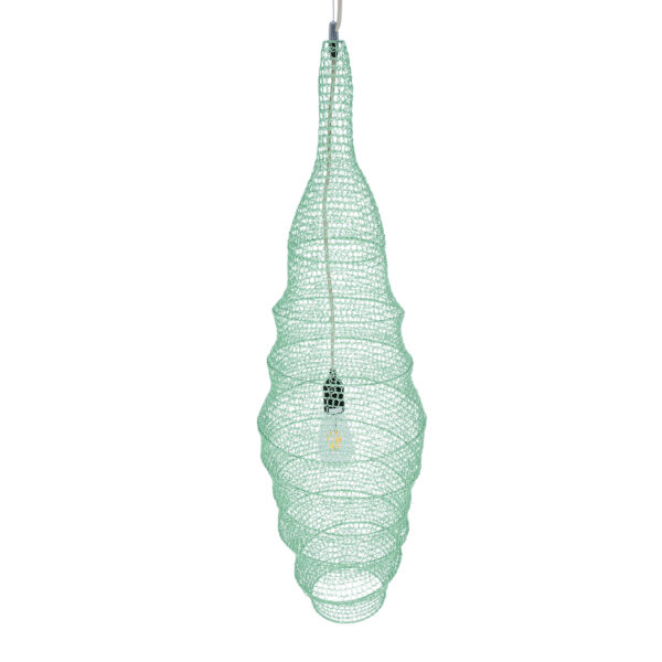 GloboStar® KENTUCKY 01909 Vintage Κρεμαστό Φωτιστικό Οροφής Μονόφωτο 1 x E27 AC220-240V IP20 – Φ30 x Υ105cm – Τιρκουάζ Μεταλλικό Πλέγμα