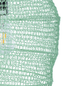 GloboStar® KENTUCKY 01909 Vintage Κρεμαστό Φωτιστικό Οροφής Μονόφωτο 1 x E27 AC220-240V IP20 – Φ30 x Υ105cm – Τιρκουάζ Μεταλλικό Πλέγμα