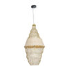 GloboStar® KENTUCKY 01910 Vintage Κρεμαστό Φωτιστικό Οροφής Μονόφωτο 1 x E27 AC220-240V IP20 – Φ40 x Υ80cm – Μπεζ Μεταλλικό με Μπαμπού Πλέγμα
