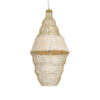 GloboStar® KENTUCKY 01910 Vintage Κρεμαστό Φωτιστικό Οροφής Μονόφωτο 1 x E27 AC220-240V IP20 – Φ40 x Υ80cm – Μπεζ Μεταλλικό με Μπαμπού Πλέγμα