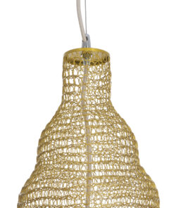 GloboStar® KENTUCKY 01910 Vintage Κρεμαστό Φωτιστικό Οροφής Μονόφωτο 1 x E27 AC220-240V IP20 – Φ40 x Υ80cm – Μπεζ Μεταλλικό με Μπαμπού Πλέγμα