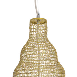 GloboStar® KENTUCKY 01910 Vintage Κρεμαστό Φωτιστικό Οροφής Μονόφωτο 1 x E27 AC220-240V IP20 – Φ40 x Υ80cm – Μπεζ Μεταλλικό με Μπαμπού Πλέγμα