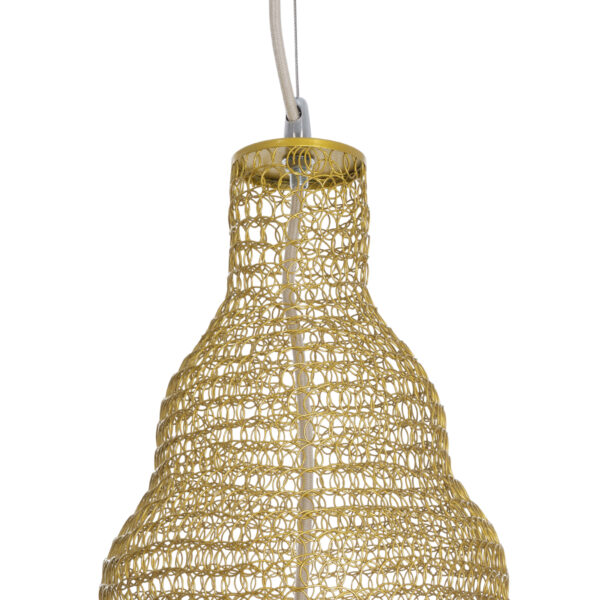 GloboStar® KENTUCKY 01910 Vintage Κρεμαστό Φωτιστικό Οροφής Μονόφωτο 1 x E27 AC220-240V IP20 – Φ40 x Υ80cm – Μπεζ Μεταλλικό με Μπαμπού Πλέγμα