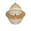 GloboStar® KENTUCKY 01911 Vintage Κρεμαστό Φωτιστικό Οροφής Μονόφωτο 1 x E27 AC220-240V IP20 – Φ60 x Υ80cm – Μπεζ Μεταλλικό με Μπαμπού Πλέγμα