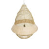 GloboStar® KENTUCKY 01911 Vintage Κρεμαστό Φωτιστικό Οροφής Μονόφωτο 1 x E27 AC220-240V IP20 – Φ60 x Υ80cm – Μπεζ Μεταλλικό με Μπαμπού Πλέγμα