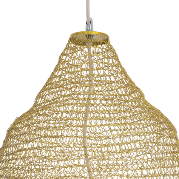 GloboStar® KENTUCKY 01911 Vintage Κρεμαστό Φωτιστικό Οροφής Μονόφωτο 1 x E27 AC220-240V IP20 – Φ60 x Υ80cm – Μπεζ Μεταλλικό με Μπαμπού Πλέγμα