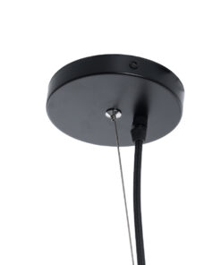 GloboStar® KENTUCKY 01912 Vintage Κρεμαστό Φωτιστικό Οροφής Μονόφωτο 1 x E27 AC220-240V IP20 – Φ60 x Υ70cm – Μαύρο Μεταλλικό με Μπαμπού Πλέγμα