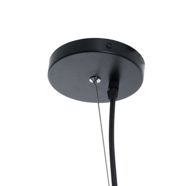 GloboStar® KENTUCKY 01912 Vintage Κρεμαστό Φωτιστικό Οροφής Μονόφωτο 1 x E27 AC220-240V IP20 – Φ60 x Υ70cm – Μαύρο Μεταλλικό με Μπαμπού Πλέγμα