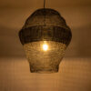 GloboStar® KENTUCKY 01912 Vintage Κρεμαστό Φωτιστικό Οροφής Μονόφωτο 1 x E27 AC220-240V IP20 – Φ60 x Υ70cm – Μαύρο Μεταλλικό με Μπαμπού Πλέγμα