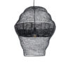 GloboStar® KENTUCKY 01912 Vintage Κρεμαστό Φωτιστικό Οροφής Μονόφωτο 1 x E27 AC220-240V IP20 – Φ60 x Υ70cm – Μαύρο Μεταλλικό με Μπαμπού Πλέγμα
