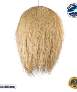 GloboStar® ARCHIPELAGO 01914 Boho Κρεμαστό Φωτιστικό Οροφής Μονόφωτο 1 x E27 AC220-240V IP20 – Φ120 x Υ140cm – Μπεζ Ξύλινο Πλέγμα – 5 Χρόνια Εγγύηση