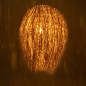 GloboStar® ARCHIPELAGO 01913 Boho Κρεμαστό Φωτιστικό Οροφής Μονόφωτο 1 x E27 AC220-240V IP20 – Φ80 x Υ100cm – Μπεζ Ξύλινο Πλέγμα – 5 Χρόνια Εγγύηση