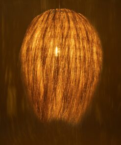 GloboStar® ARCHIPELAGO 01914 Boho Κρεμαστό Φωτιστικό Οροφής Μονόφωτο 1 x E27 AC220-240V IP20 – Φ120 x Υ140cm – Μπεζ Ξύλινο Πλέγμα – 5 Χρόνια Εγγύηση